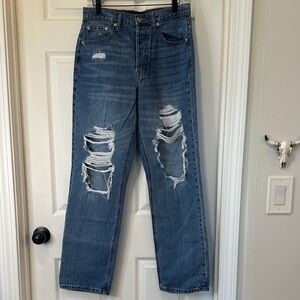 Aeropostale 90”s baggy Women's Distressed Blue Straight Leg Jeans size 10